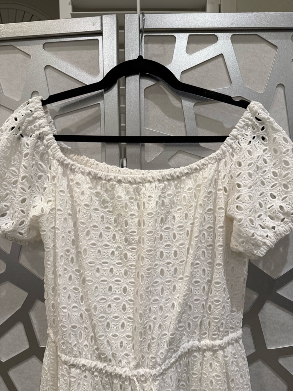 White Eyelet Off-Shoulder Dress laced INC large